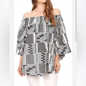 Cowgirl women’s L scoopneck or off‎ the shoulder blouse with butterfly sleeves